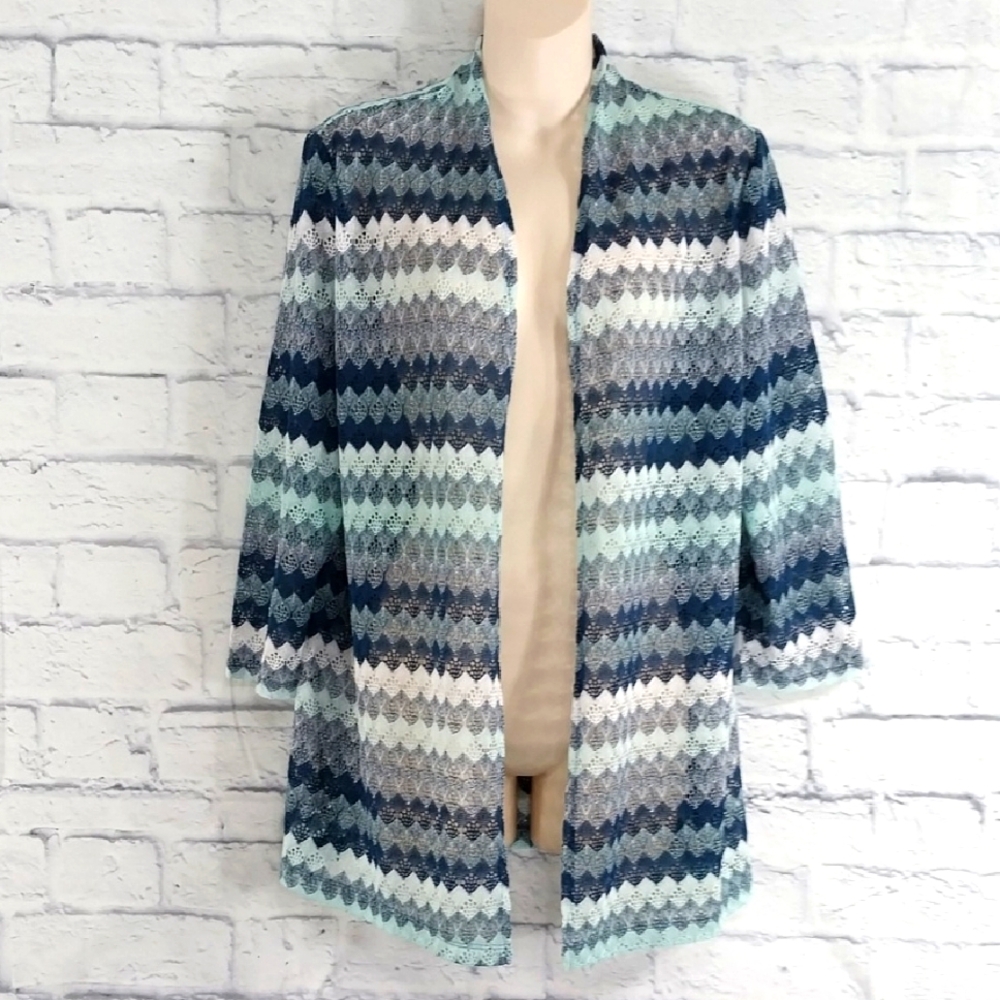 🔵BOGO FREE🔵 Chico's Open Front Cardigan Topper 3/4 Sleeve  Sz 2 (Large L)